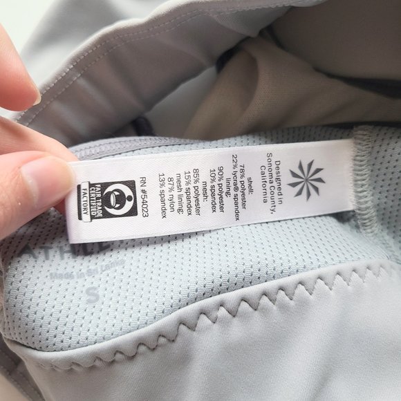 Athleta Zip It Blue-Gray / White Mesh Stealth Medium Impact Sports Bra - Small - Picture 6 of 10